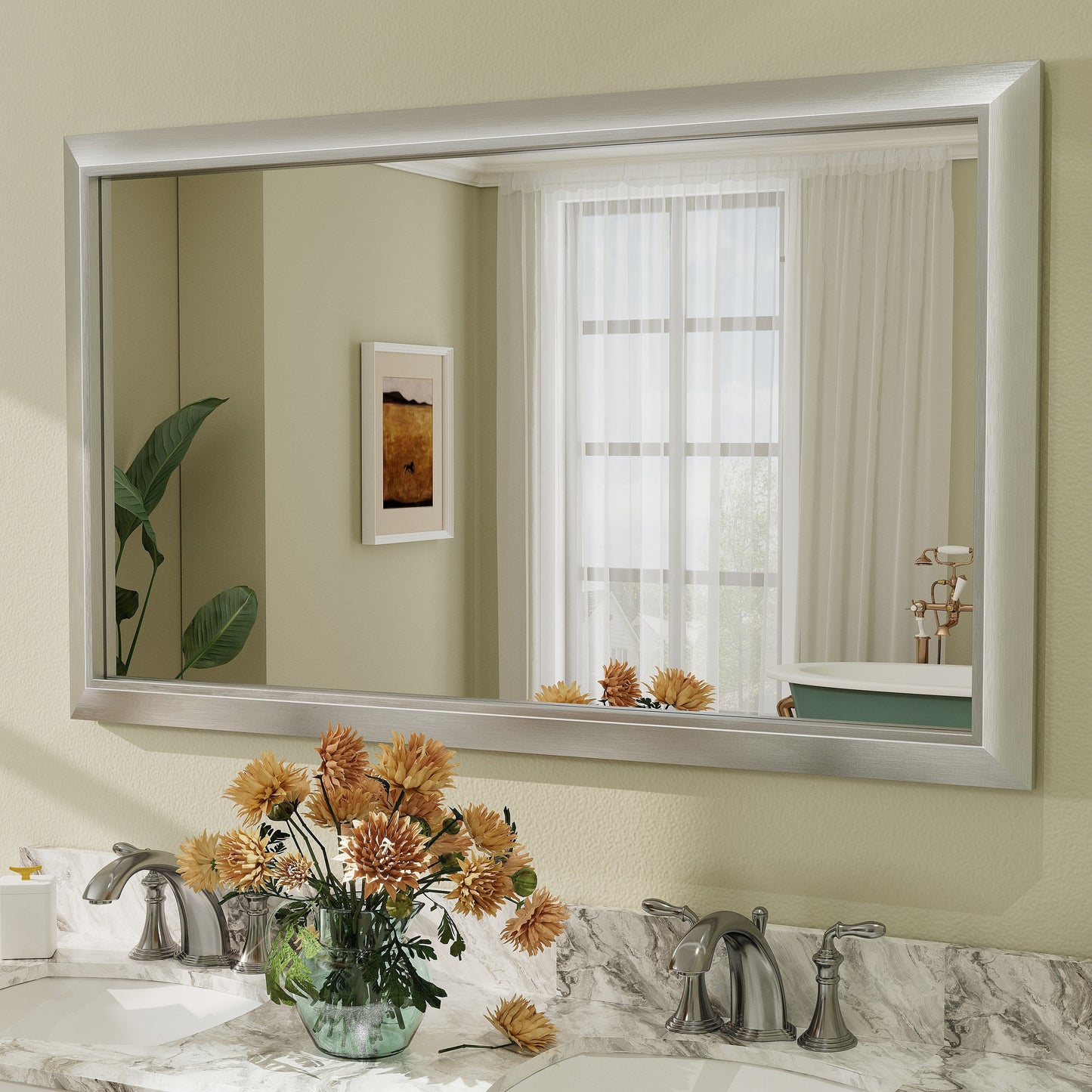 5-Year Warranty Full Size Farmhouse Beveled Metal Rectangle Wall Bathroom Vanity Mirrors