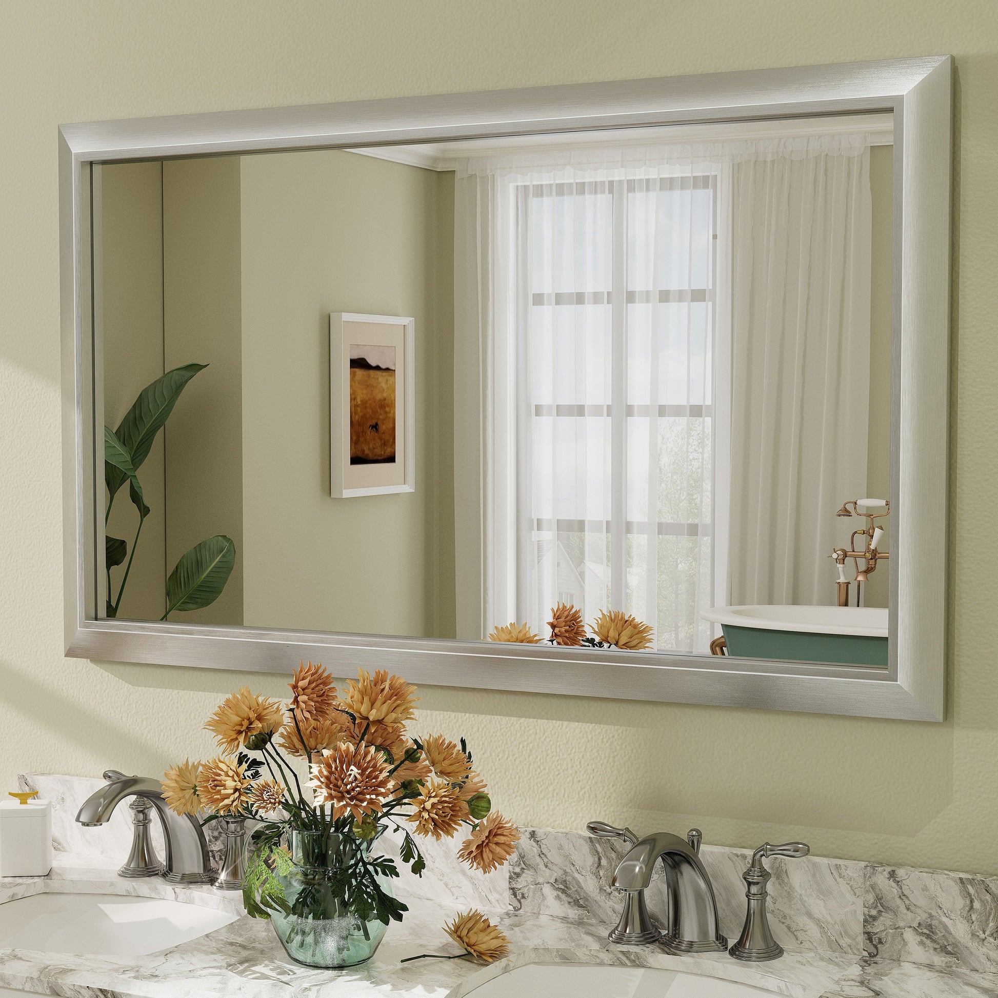 5-Year Warranty Full Size Farmhouse Beveled Metal Rectangle Wall Bathroom Vanity Mirrors