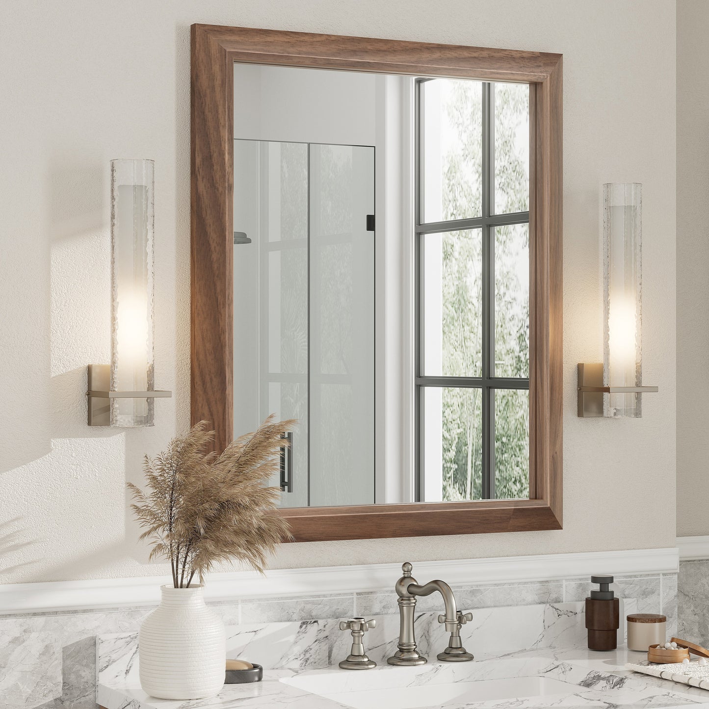 5-Year Warranty Full Size Farmhouse Beveled Metal Rectangle Wall Bathroom Vanity Mirrors