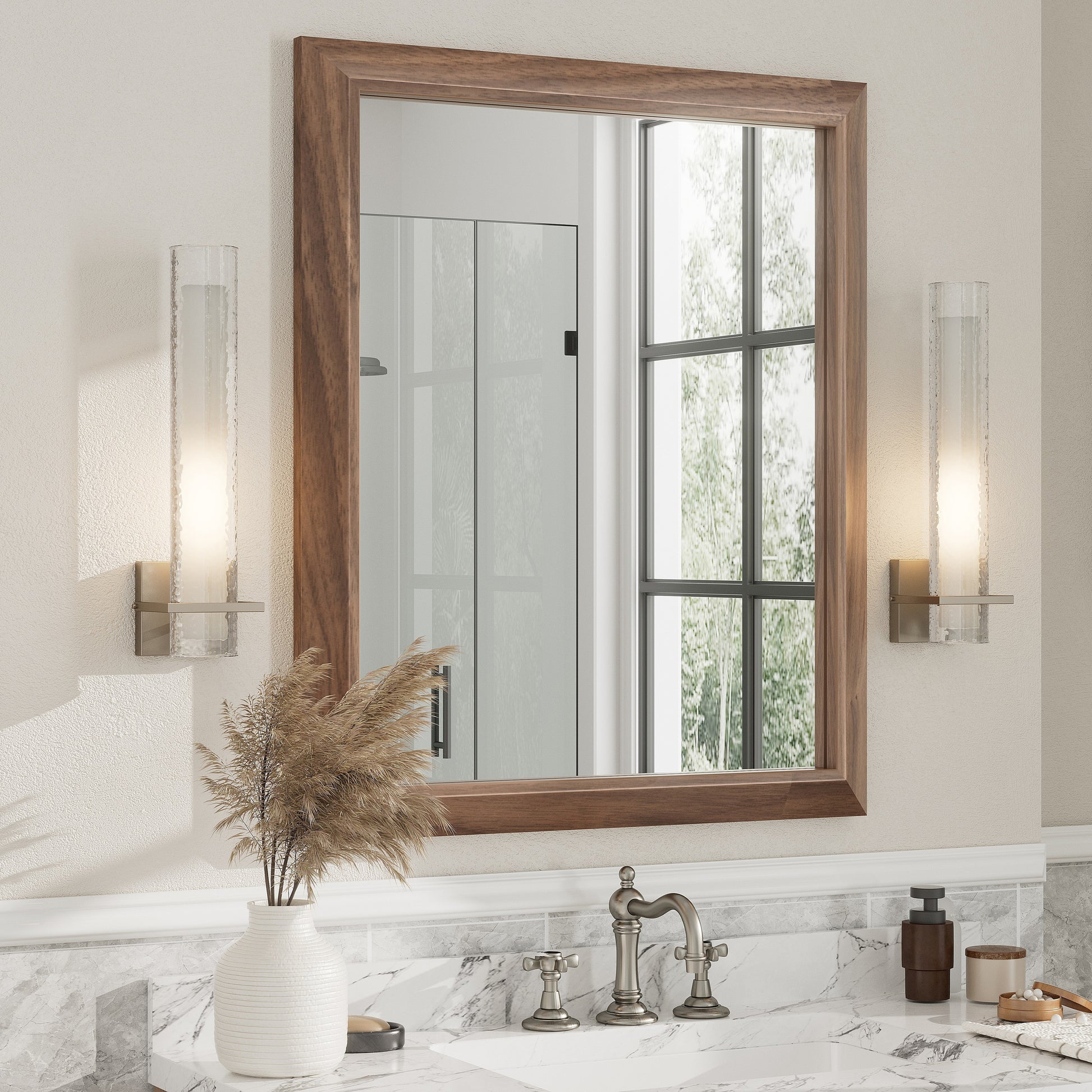 5-Year Warranty Full Size Farmhouse Beveled Metal Rectangle Wall Bathroom Vanity Mirrors