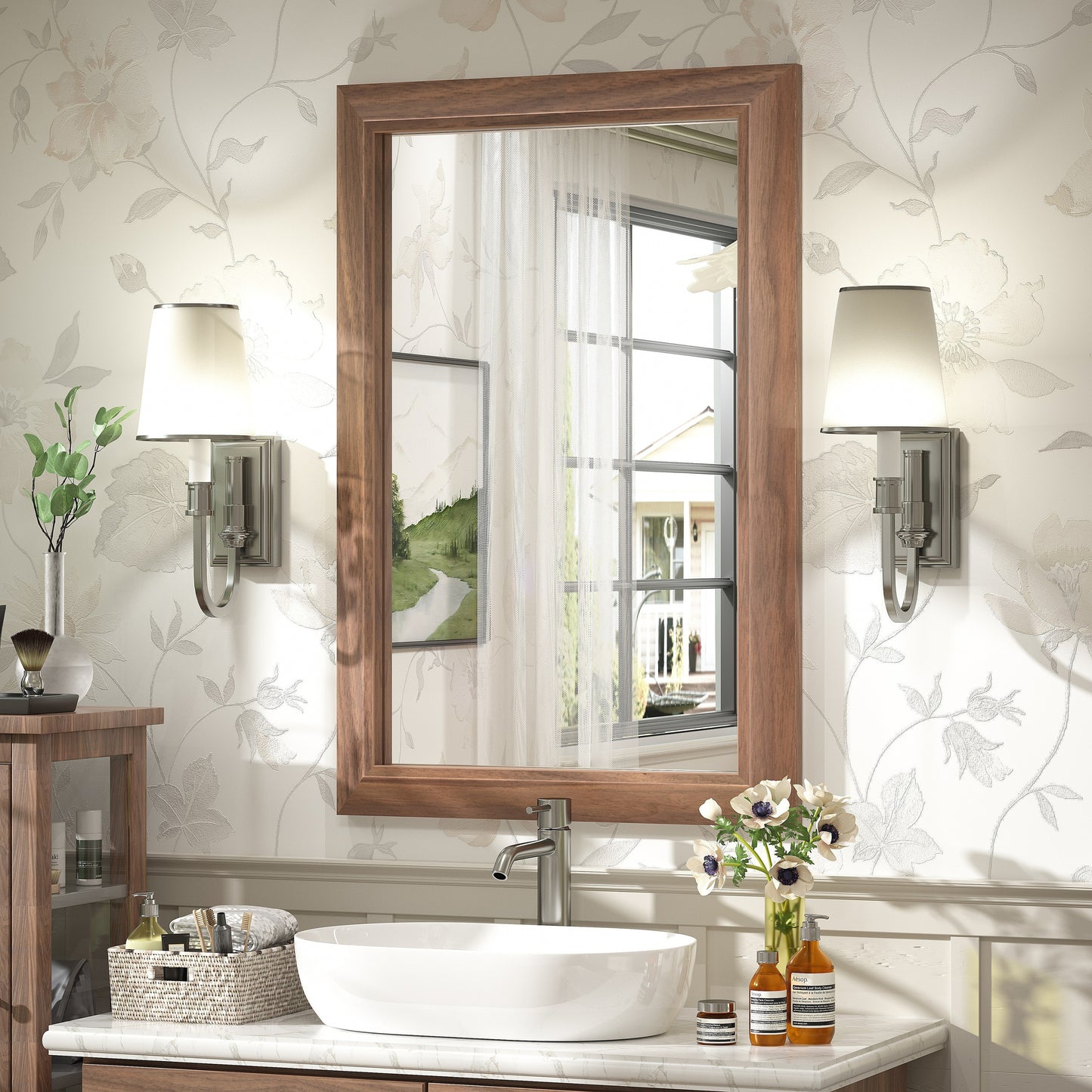 5-Year Warranty Full Size Farmhouse Beveled Metal Rectangle Wall Bathroom Vanity Mirrors