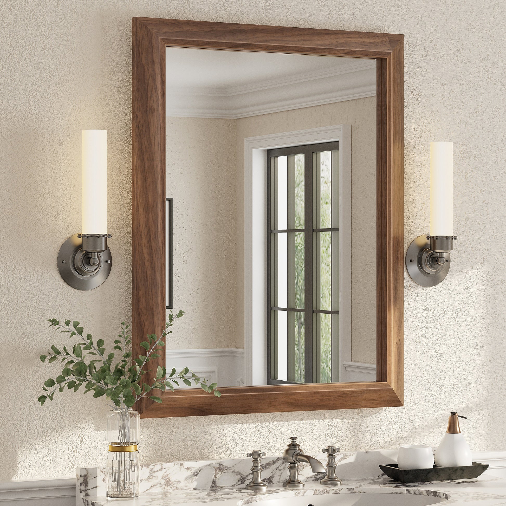 5-Year Warranty Full Size Farmhouse Beveled Metal Rectangle Wall Bathroom Vanity Mirrors