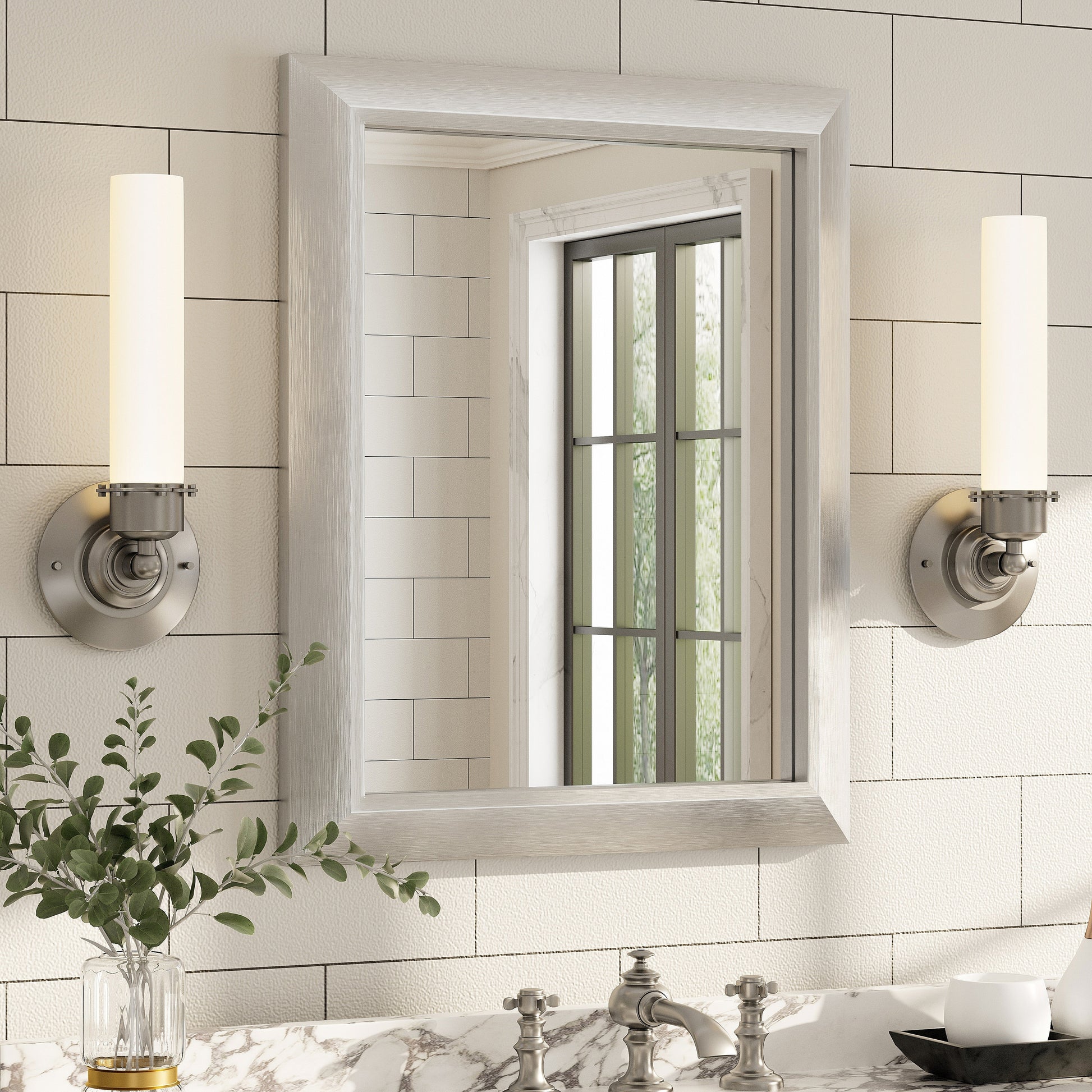 5-Year Warranty Full Size Farmhouse Beveled Metal Rectangle Wall Bathroom Vanity Mirrors