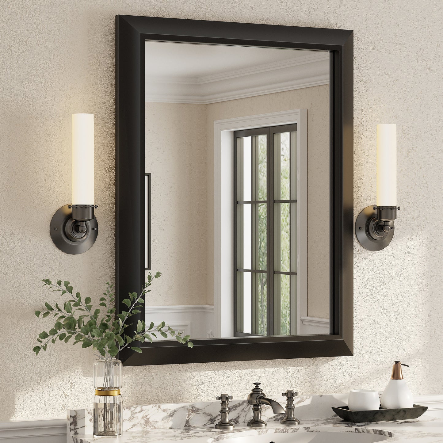 5-Year Warranty Full Size Farmhouse Beveled Metal Rectangle Wall Bathroom Vanity Mirrors