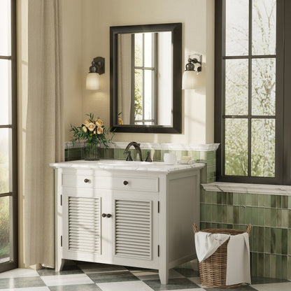5-Year Warranty Full Size Farmhouse Beveled Metal Rectangle Wall Bathroom Vanity Mirrors