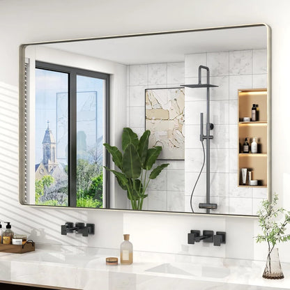 Aluminum Alloy Framed Tempered Glass Wall Decor Vanity Bathroom Mirror