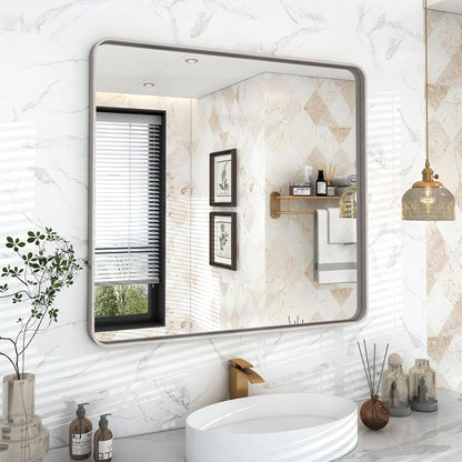 Aluminum Alloy Framed Tempered Glass Wall Decor Vanity Bathroom Mirror