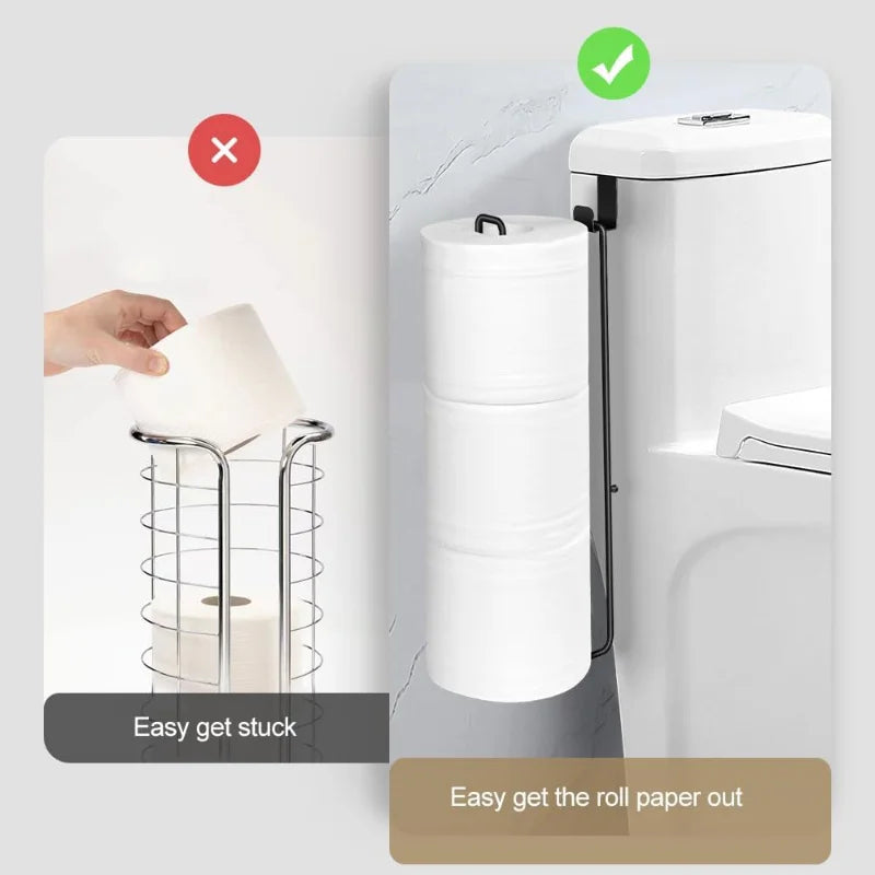 Bathroom Toilet Paper Holder with Storage Extra 3 Rolls, over the Tank Toilet Paper Holder Wall Mount, Small Restroom Organizer