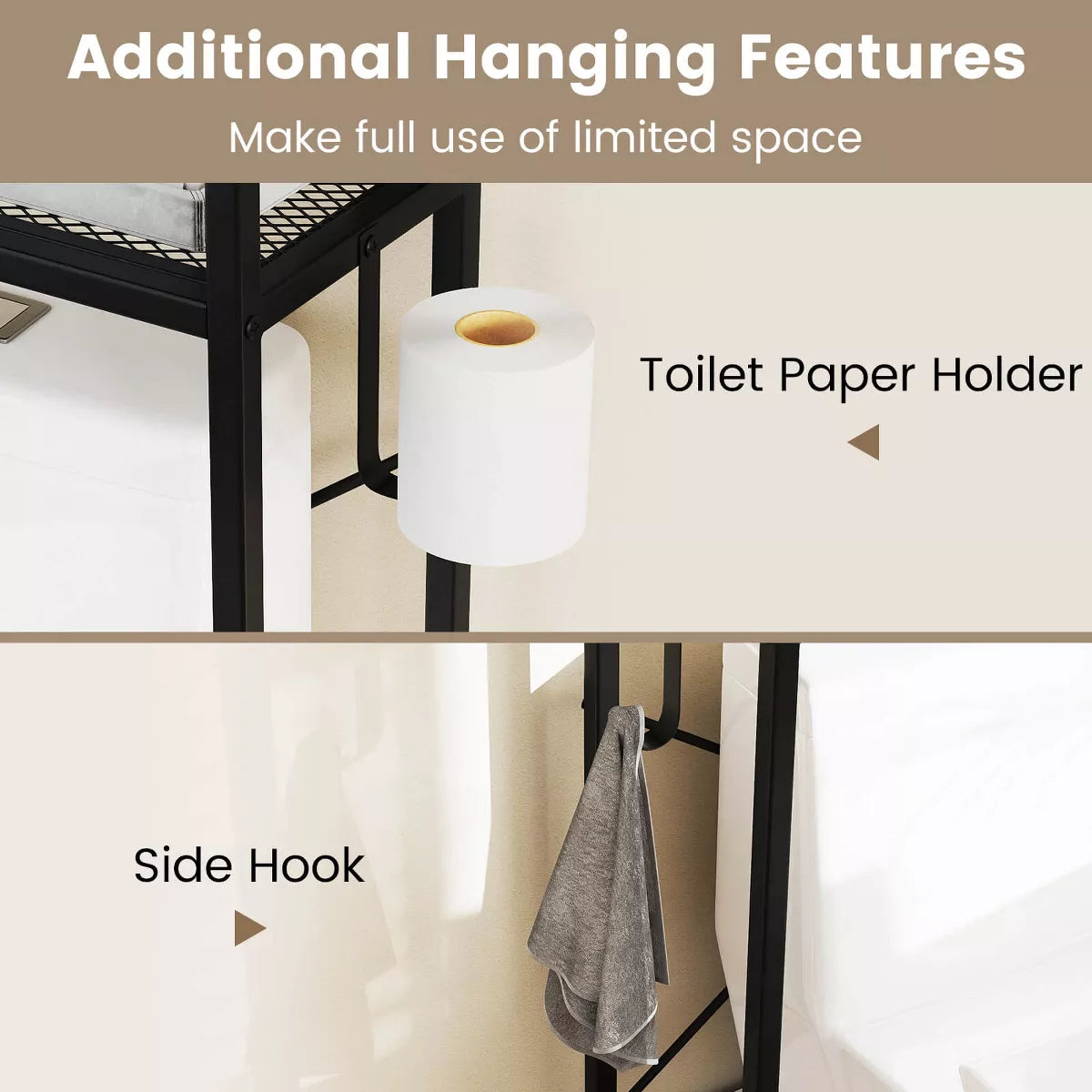 Costway over the Toilet Cabinet room Toilet Storage Organizer with Double Door Cabinet