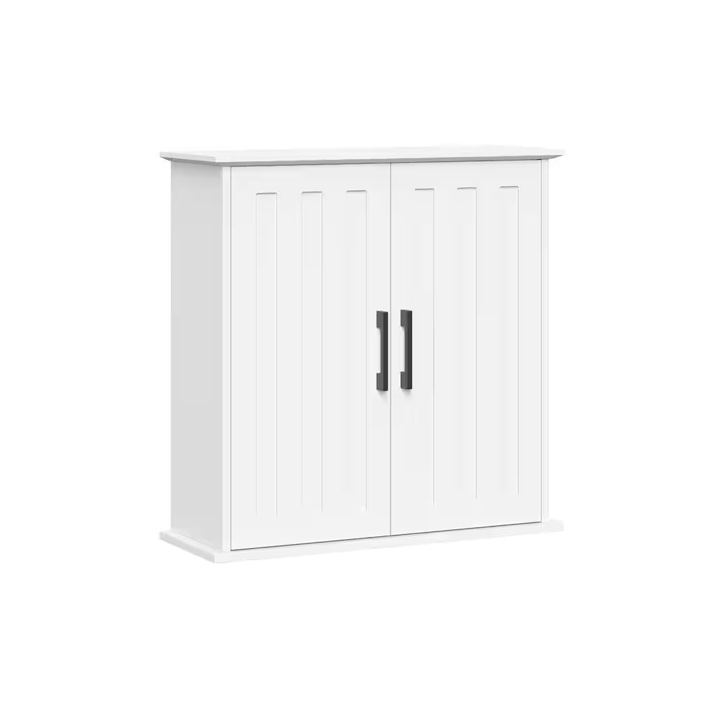 Monroe 23.63 In. W X 8.69 In. D X 23.75 In. H Bathroom Storage Wall Cabinet with Adjustable Shelves in White