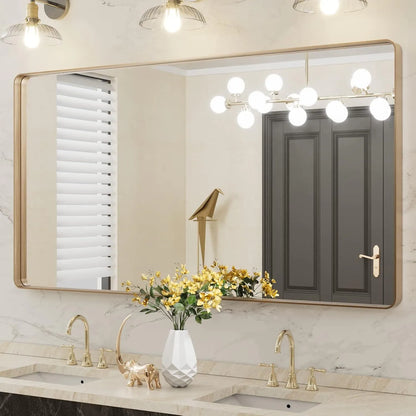 Aluminum Alloy Framed Tempered Glass Wall Decor Vanity Bathroom Mirror