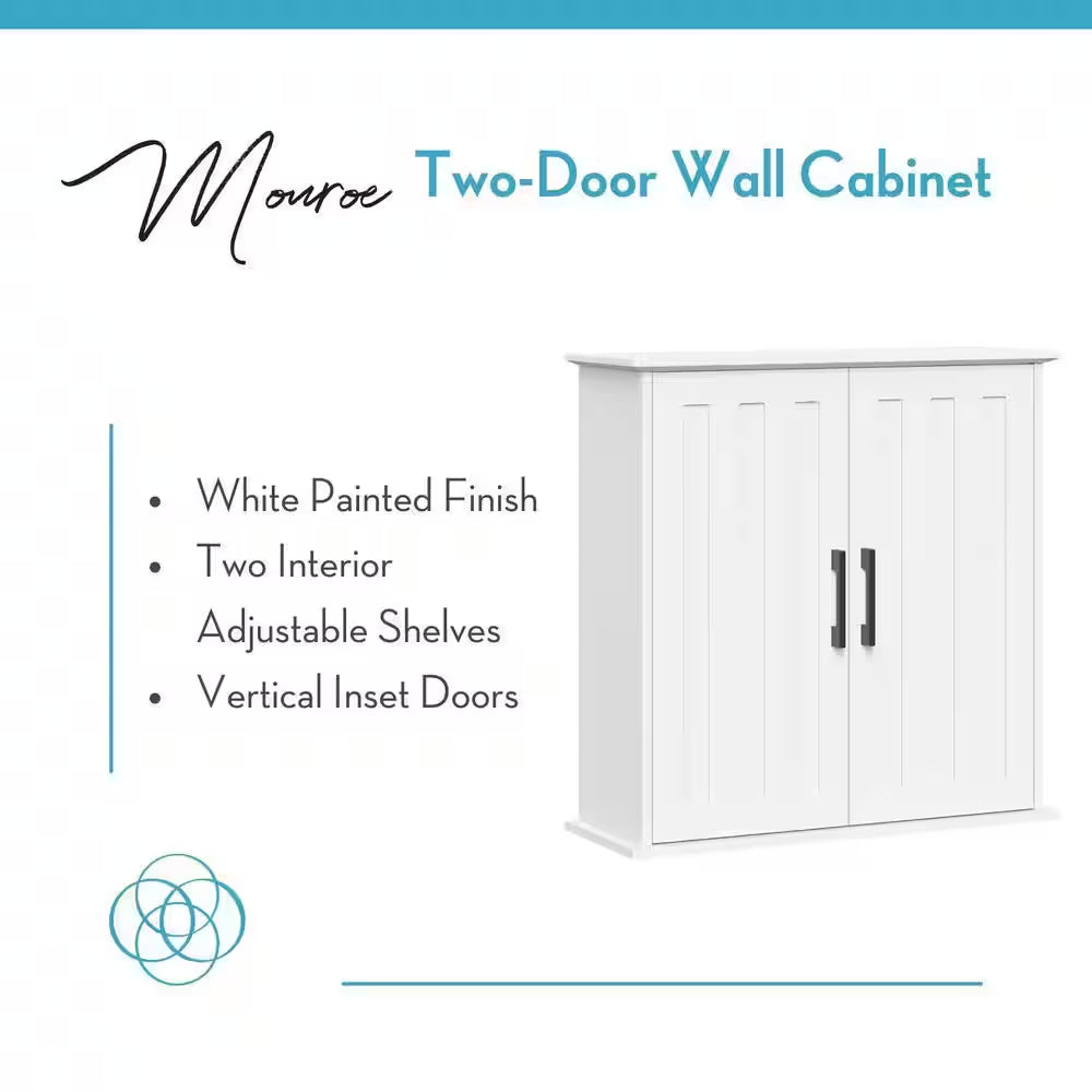 Monroe 23.63 In. W X 8.69 In. D X 23.75 In. H Bathroom Storage Wall Cabinet with Adjustable Shelves in White