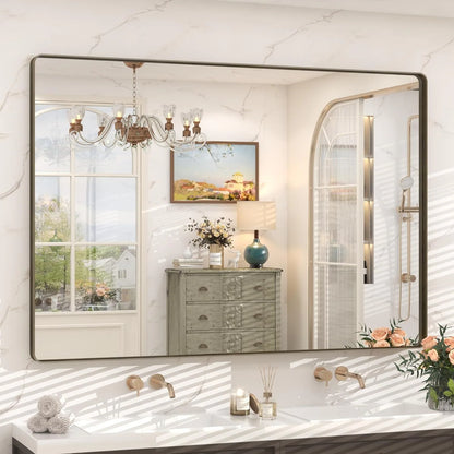 Aluminum Alloy Framed Tempered Glass Wall Decor Vanity Bathroom Mirror