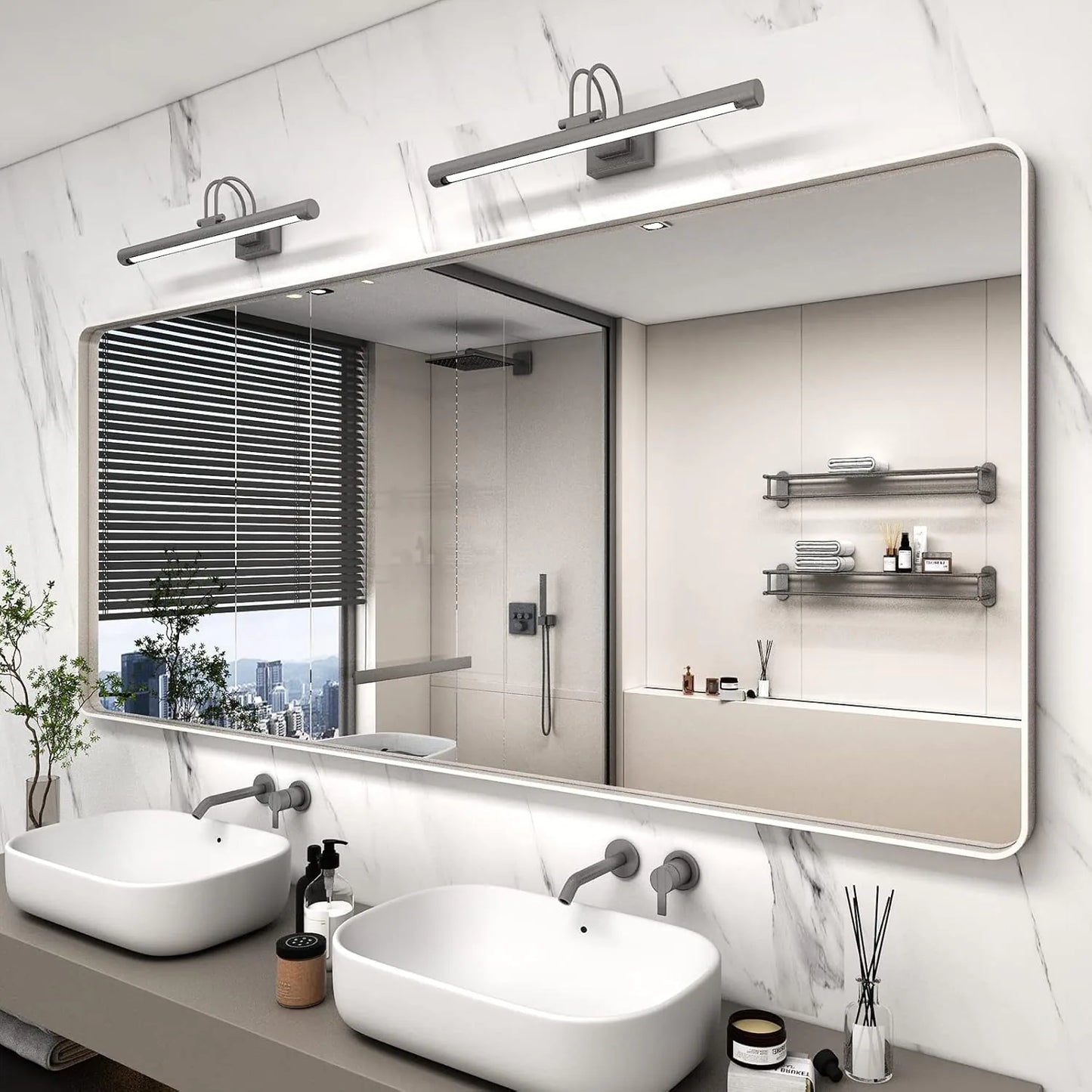 Aluminum Alloy Framed Tempered Glass Wall Decor Vanity Bathroom Mirror