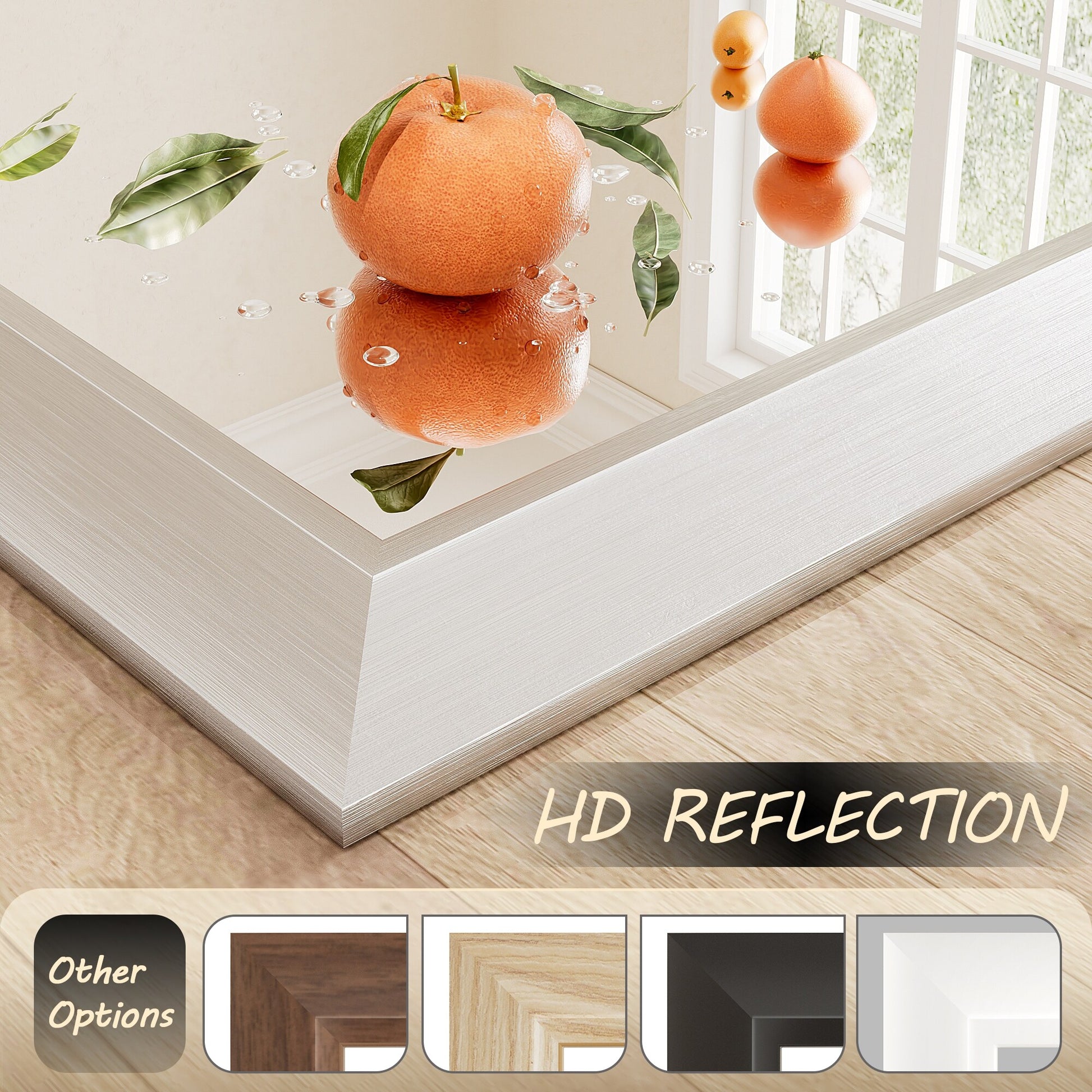 5-Year Warranty Full Size Farmhouse Beveled Metal Rectangle Wall Bathroom Vanity Mirrors