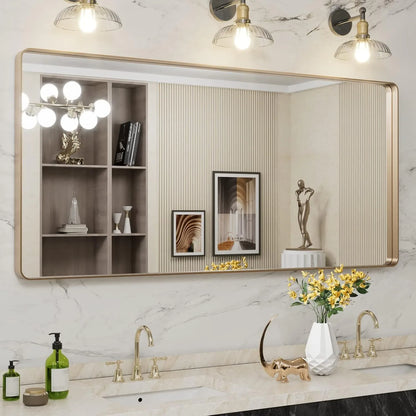 Aluminum Alloy Framed Tempered Glass Wall Decor Vanity Bathroom Mirror