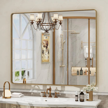 Aluminum Alloy Framed Tempered Glass Wall Decor Vanity Bathroom Mirror