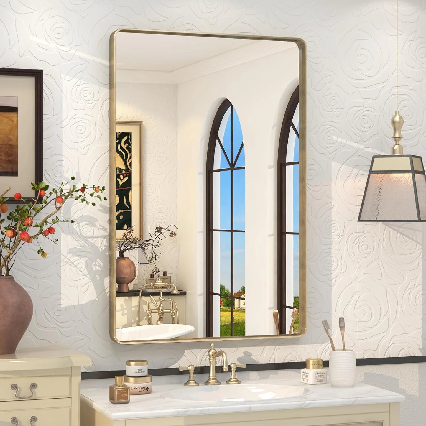Aluminum Alloy Framed Tempered Glass Wall Decor Vanity Bathroom Mirror
