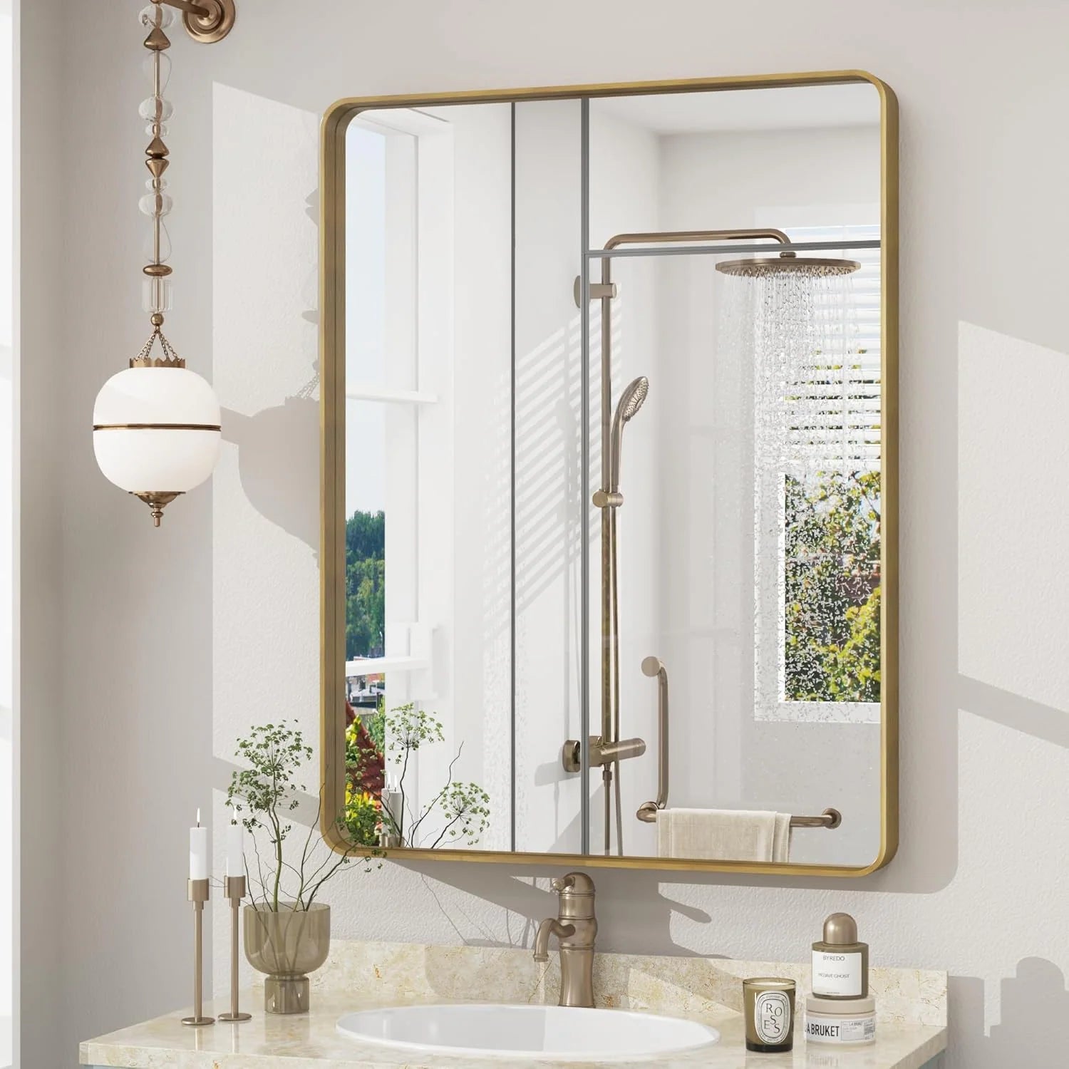 Aluminum Alloy Framed Tempered Glass Wall Decor Vanity Bathroom Mirror