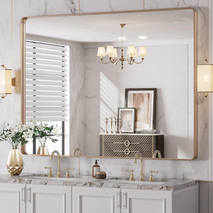 Aluminum Alloy Framed Tempered Glass Wall Decor Vanity Bathroom Mirror